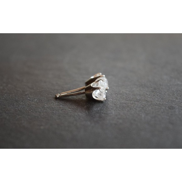 Sterling silver stud earrings, alternative diamond, uncut natural gemsto… - Picture 3 of 5